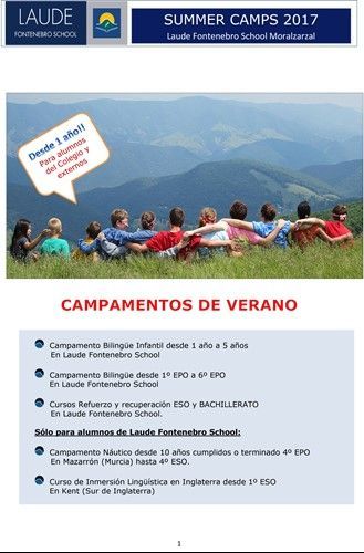 Campamentos De Verano 2017 Laude Fontenebro School Es